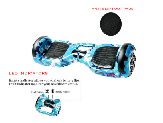 PB6 Blue Military Hoverboard – Best Hoverboard for All Ages with Long-Range Battery - Image 3