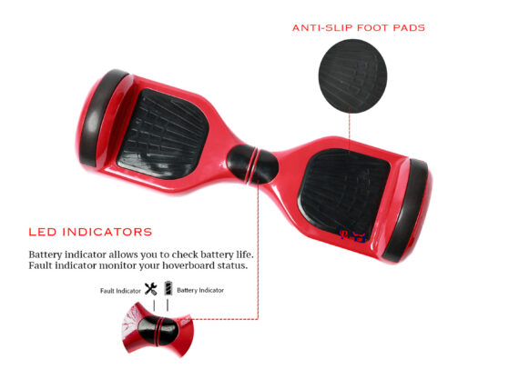 PB6+ Red | Reliable 6.5-inch Hoverboard with Remote, Bag, and Long-Range Battery - Image 3